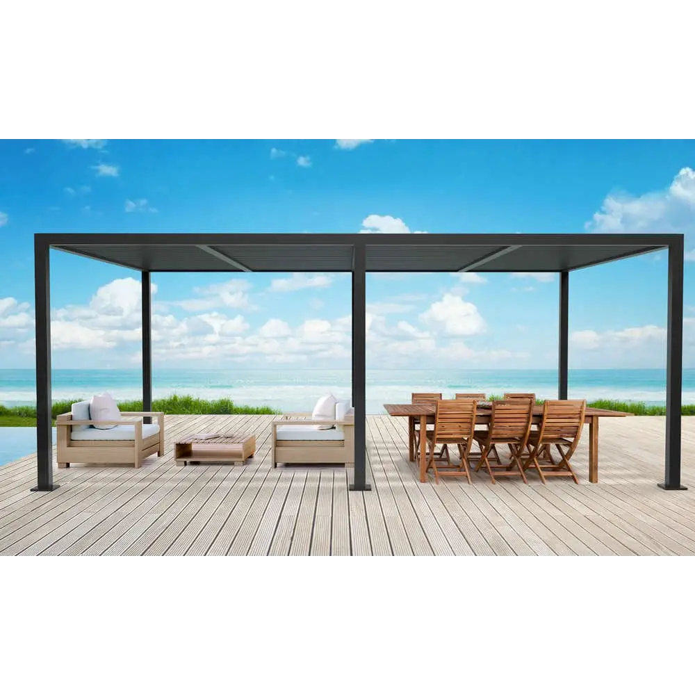 Set of 6 Charcoal Drop Side Screens for 6x3m Deluxe Pergola - Canopy & Gazebo Enclosure Kits