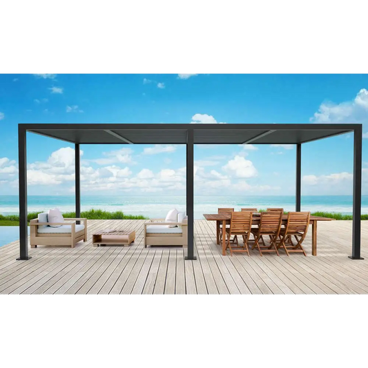 Set of 6 Charcoal Drop Side Screens for 6x3m Deluxe Pergola - Canopy & Gazebo Enclosure Kits