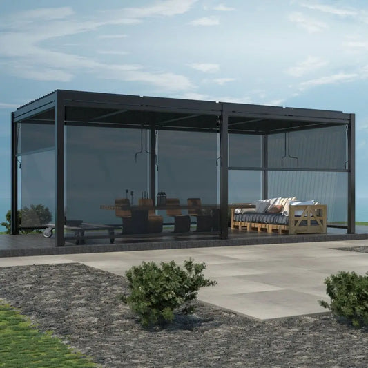 Set of 6 Charcoal Drop Side Screens for 6x3m Deluxe Pergola - Canopy & Gazebo Enclosure Kits