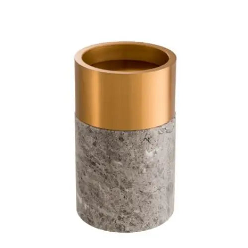 Sierra Set of 3 Candle Holders – Grey Marble & Brushed Brass Finish - Candle Holder
