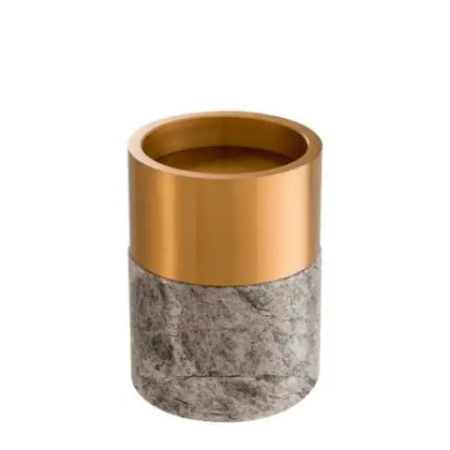 Sierra Set of 3 Candle Holders – Grey Marble & Brushed Brass Finish - Candle Holder