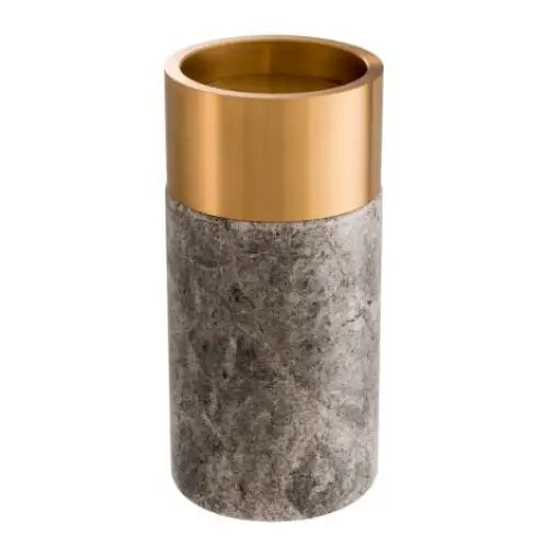 Sierra Set of 3 Candle Holders – Grey Marble & Brushed Brass Finish - Candle Holder