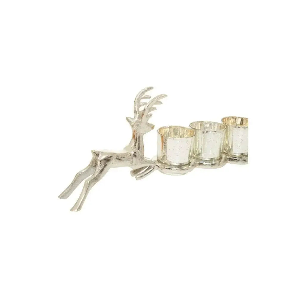 Silver nickel finished Stag 4 Tea Light Holder - Candle Holder