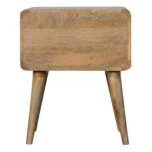 Sustainable Furniture. Small Wooden bed side table with 2 drawers. Eco-friendly home decor.