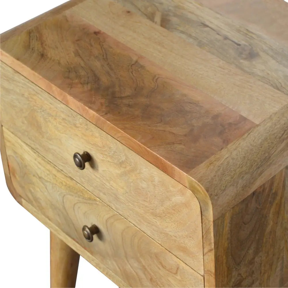 Small Wooden Bedside Cabinet with 2 Drawers. Eco-friendly home decor.
