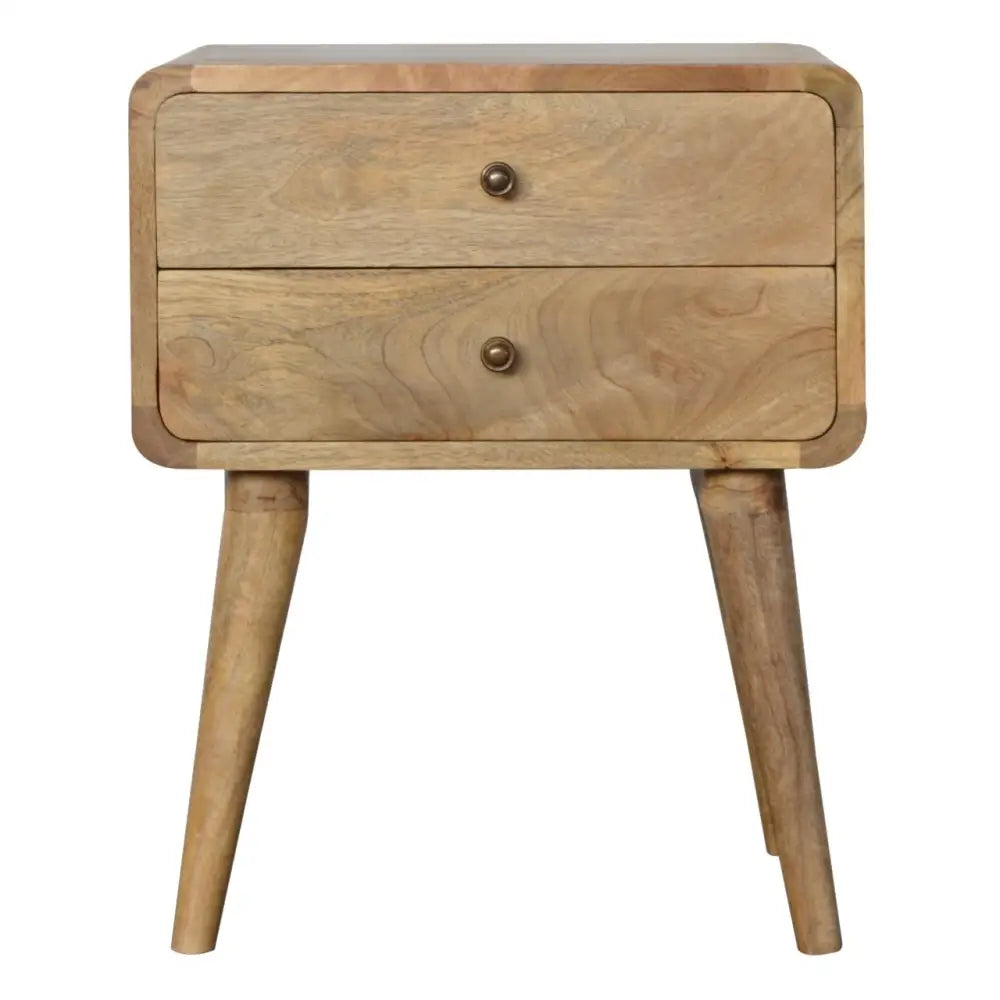 Eco-friendly home decor. Wooden Bedside Table with 2 Drawers. Sustainable furniture.