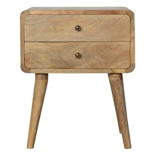 Eco-friendly home decor. Wooden Bedside Table with 2 Drawers. Sustainable furniture.