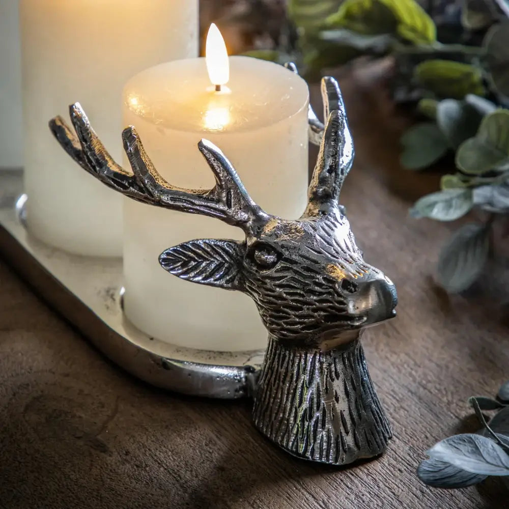 Stag Design Grey Aluminium Candleholder - Candle Holder