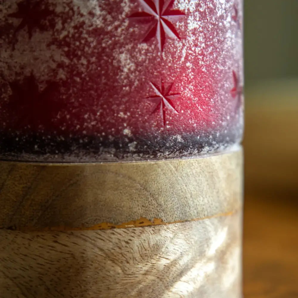 Sugared Citrus Christmas Candle – Hand-Carved Glass & Mango Wood | Woodfalls Elite