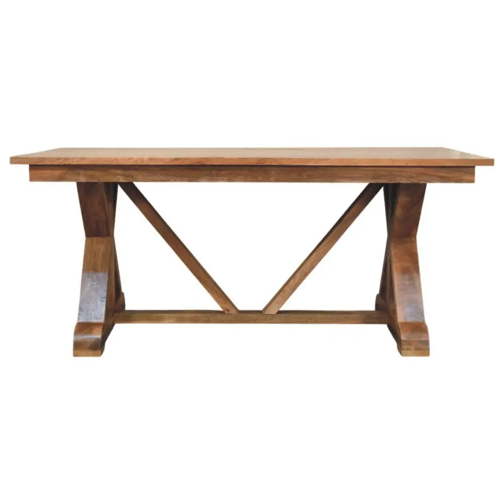 Eco-friendly home decor. Large trestle dining table for 4. Sustainable furniture