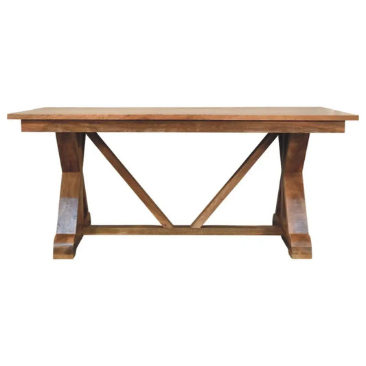 Eco-friendly home decor. Large trestle dining table for 4. Sustainable furniture