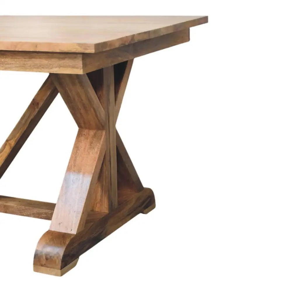 Sustainable furniture. Large trestle dining table for 4. Eco and Solid Wood. Eco-friendly home decor.