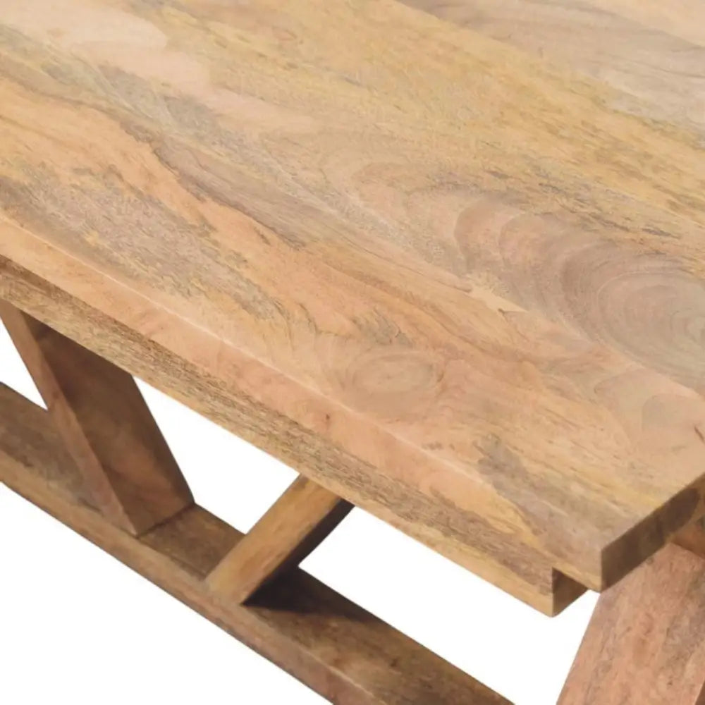 Sustainable furniture. Large trestle dining table for 4. Solid Wood. Eco-friendly home decor