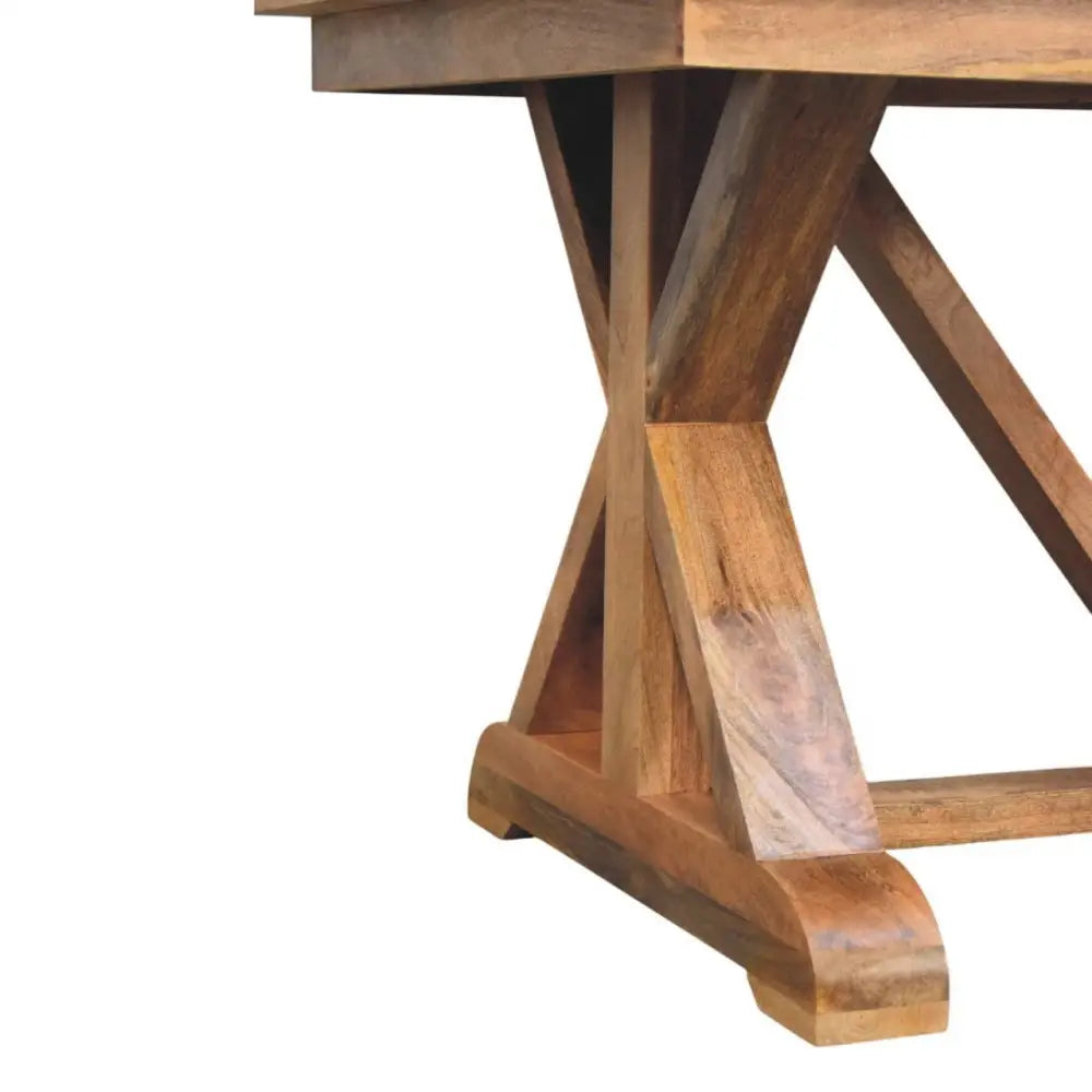 Sustainable furniture. Solid Wood Large trestle dining table for 4. Eco-friendly home decor.