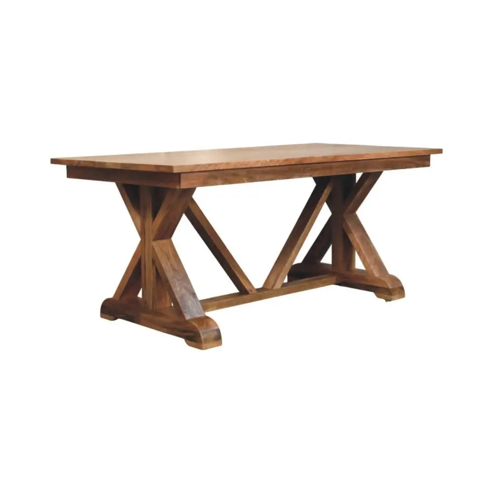 Sustainable furniture. Large trestle dining table for 4. Solid Wood. Eco-friendly home decor.