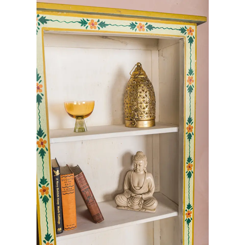 Tall Book Case Hand Painted. Decorative shelves.