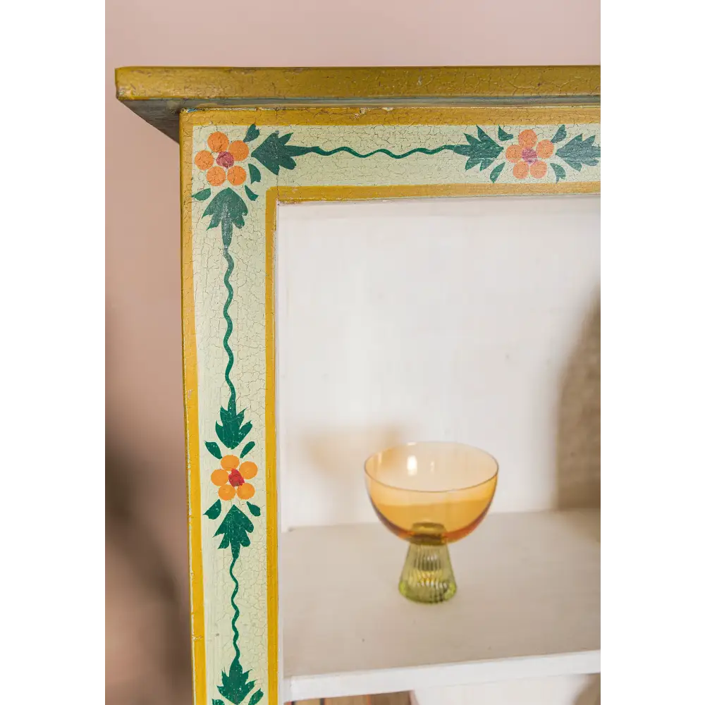 Tall Book Case Hand Painted. Decorative wooden frame with floral patterns 