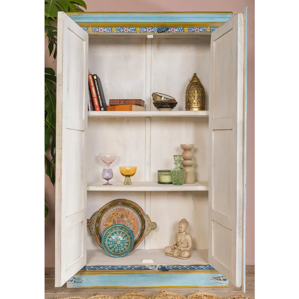 Tall Hand Painted Cupboard. cabinet with decorative patterns