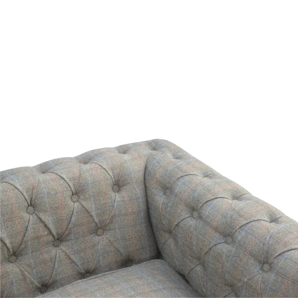 Tweed chesterfield sofa. Grey tufted sofa