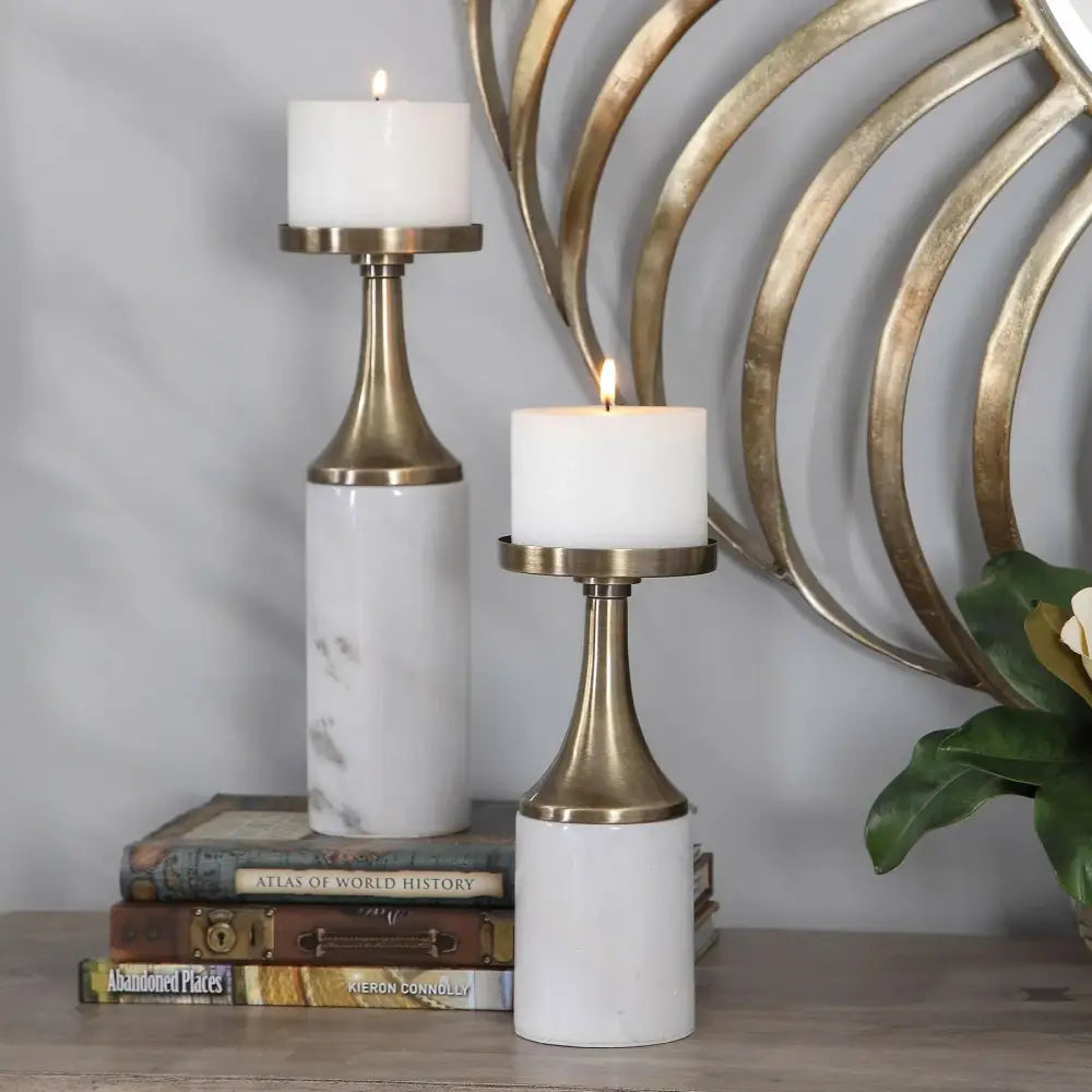 Uttermost Castiel Marble Candleholders – Set of 2 - Candle Holder