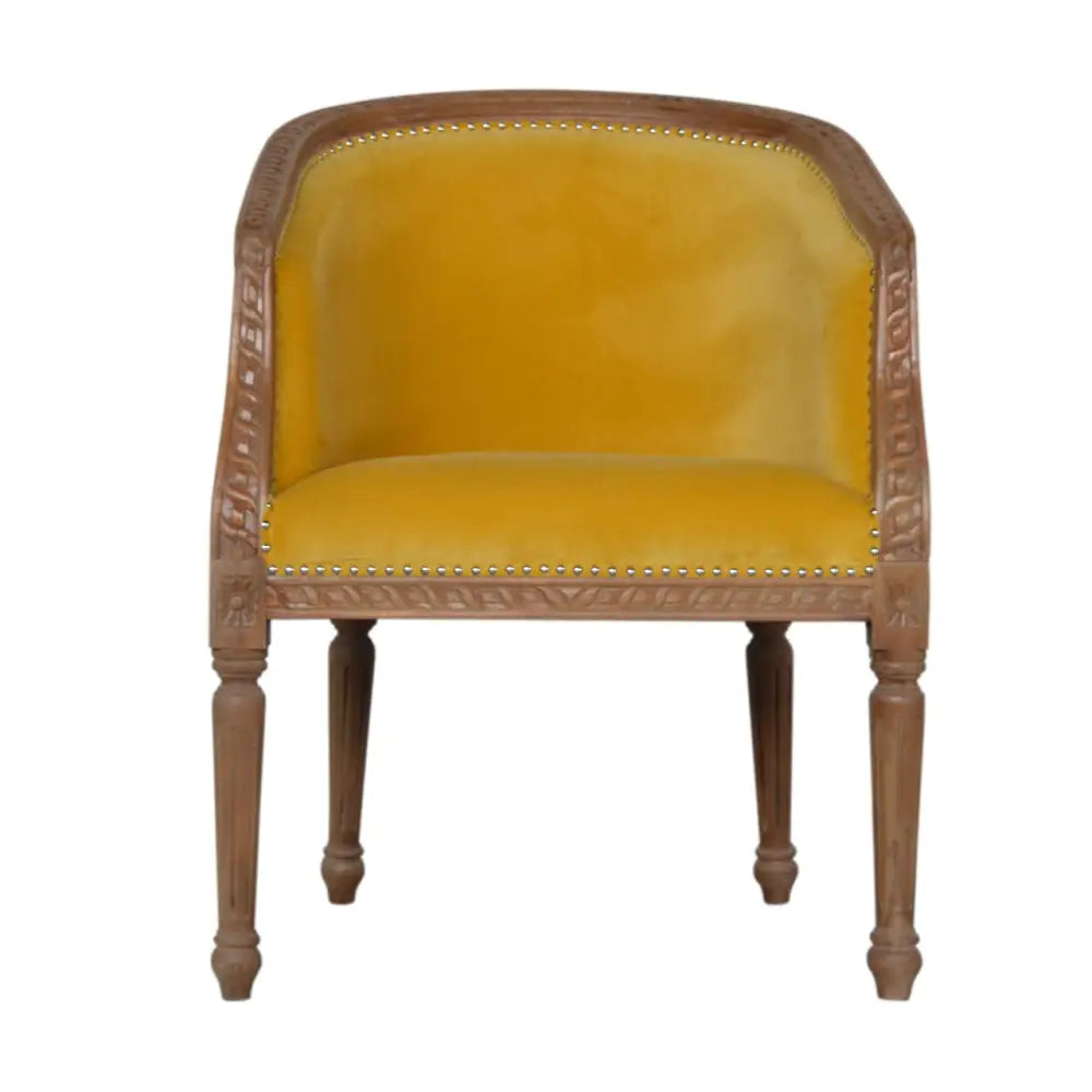 Light Yellow velvet chair. Eco-friendly home decor
