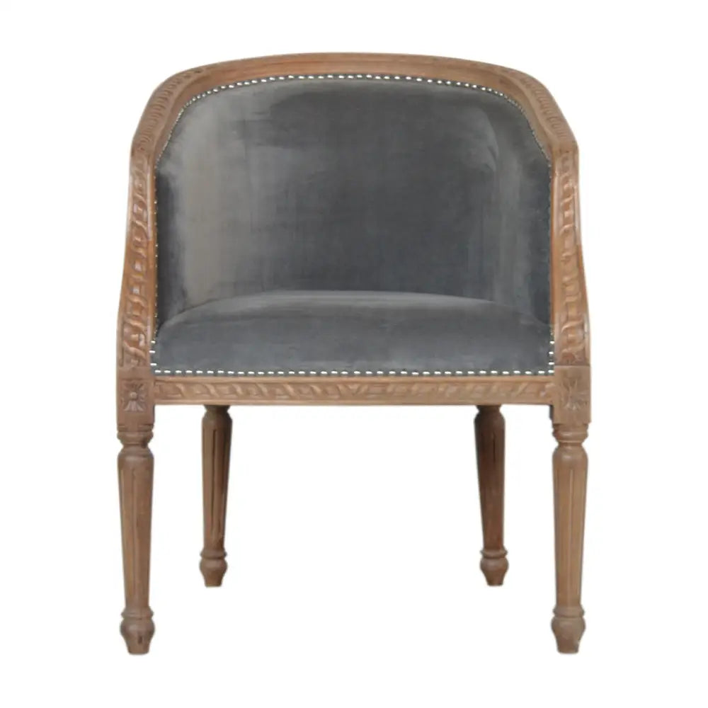 Eco-friendly home decor. Light Grey velvet occasional chair