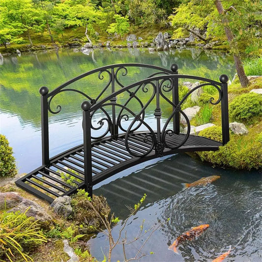 Vintage style steel frame garden bridge. Elegant Vintage-Style Garden Bridge