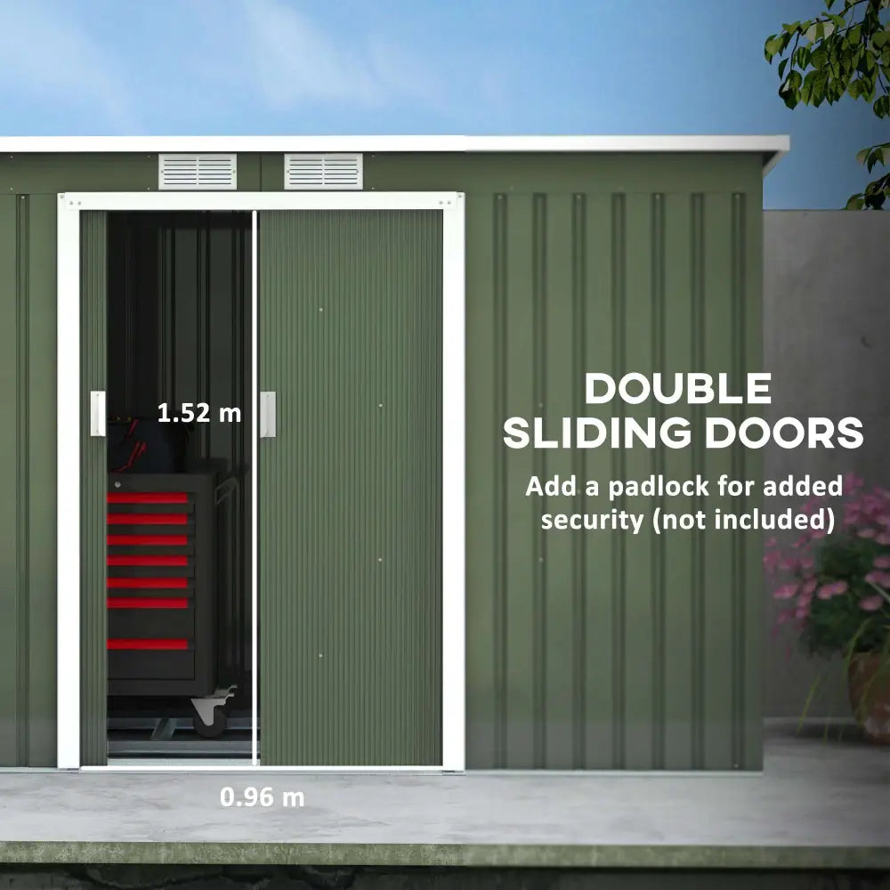 Weatherproof luxury storage for the garden. Lockable garden metal bike storage shed. Double sliding doors