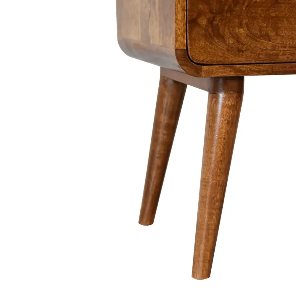 Sustainable furniture. Wooden bedside table 55cm wide. Eco-friendly home decor.