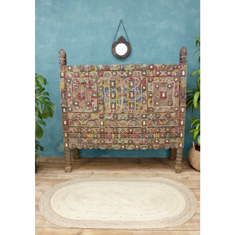 Wooden Damchiya Chest. Hand-Painted Wooden Damchiya Chest. Decorative wooden cabinet. 