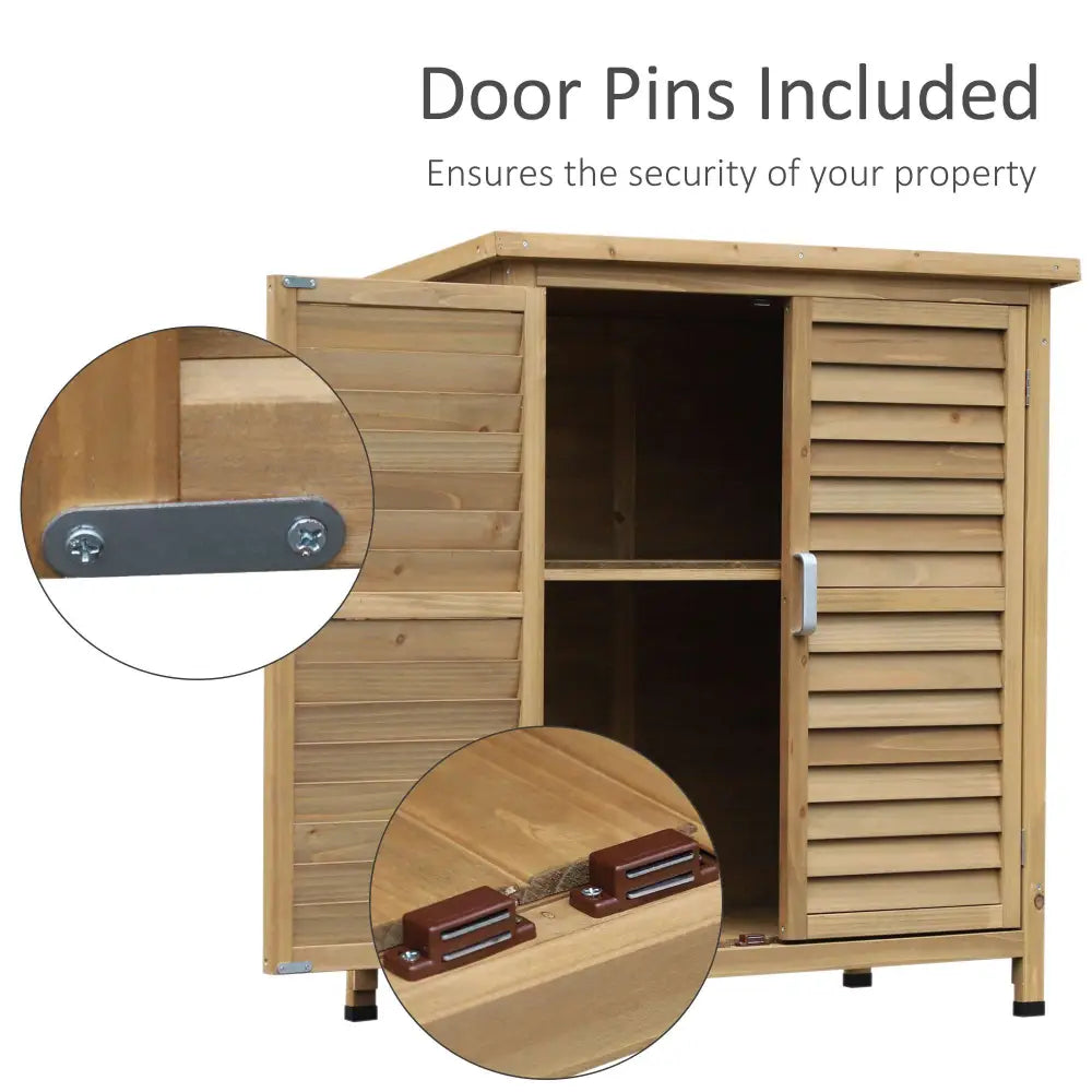 Small wooden garden tool shed, secure door for security
