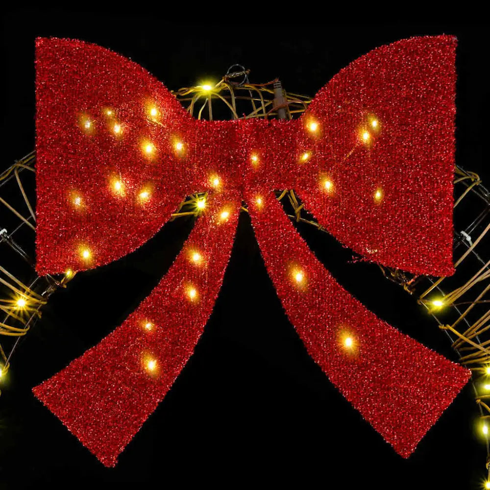 Wreath with 80 LEDs Warm white 90 cm Rattan - Seasonal & Holiday Decorations