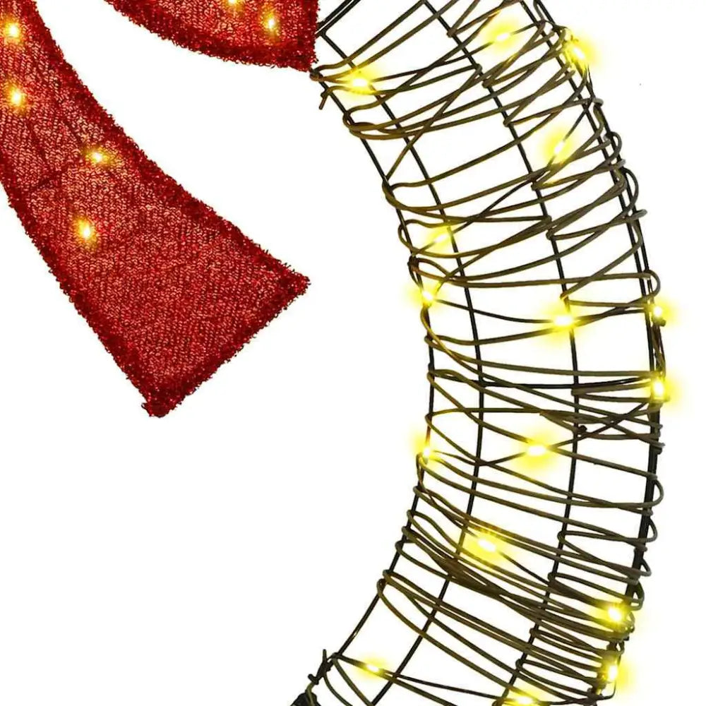 Wreath with 80 LEDs Warm white 90 cm Rattan - Seasonal & Holiday Decorations